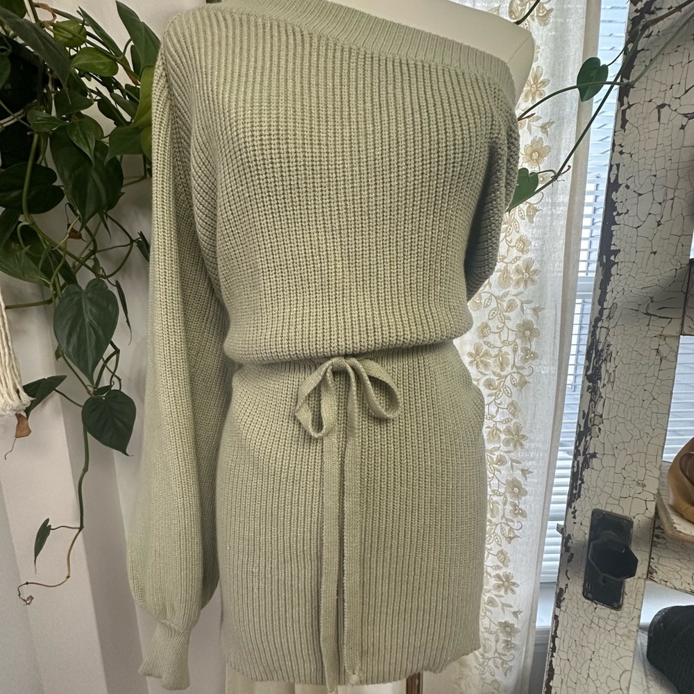 Cozy Knit One-Shoulder Sweater Dress